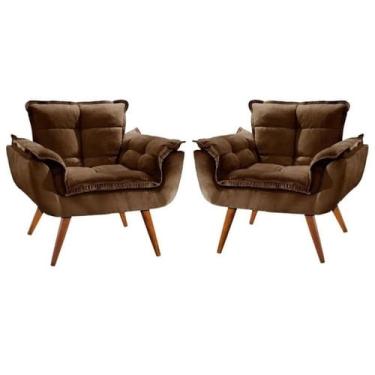 Imagem de Duas Poltronas Chesterfield Luxo Opala sala/recepção/escritório suede chocolate
