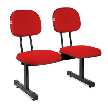 Imagem de Longarina Secretária 2 Lugares Tecido Vermelho