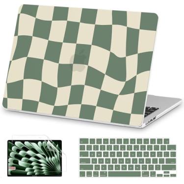 Imagem de AKIT Capa compatível com MacBook Air de 15 polegadas 2025 2024 2023 M4 M3 M2 A3241 A3114 A2941, capa rígida de padrão exclusivo para laptop + capa de teclado + protetor de tela para Mac Air de 15