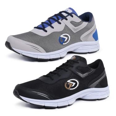 Imagem de Kit 2 Pares Tênis Masculino Esportivo Academia Treino Muscuçaão Caminhada Combo (Cinza+Preto, BR, Adulto, Numérico, 38)