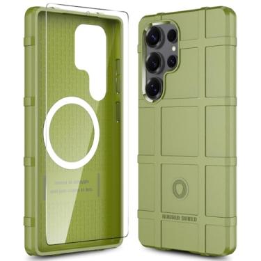 Imagem de LABILUS Rugged Shield Capa protetora tática magnética à prova de quedas de 2,4 m TPU grossa para MagSafe compatível com Galaxy S25 Ultra (6,9 polegadas) - Verde exército