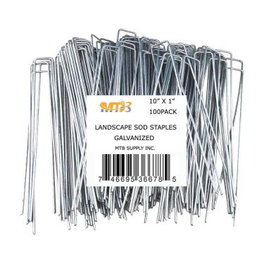Imagem de MTB Garden Pacote com 100, 25 cm, 11 GA(0,3 cm), grampos de paisagem, estacas de jardim, pinos de rede de cerca, pontas de solo, cobertura de grama, pinos de tecido, galvanizados antiferrugem