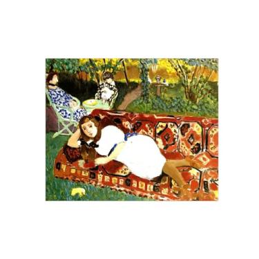 Imagem de Hneri Matisese Famosa Impressão em Tela - Imagens para Sala de Estar - Pintura de Arte de Parede Moderna - Meninas no Jardim - Reprodução 20x25cm8x10in Sem Moldura