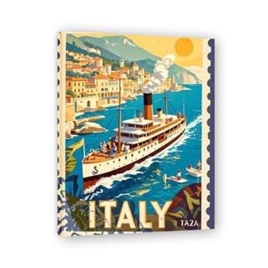 Imagem de Veleiro de papel envelhecido vintage italiano navio a vapor impressão em tela - Carimbo de papel envelhecido 30 x 39 cm