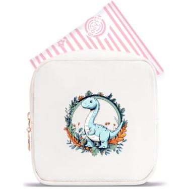 Imagem de BJDAMAI Mini bolsa de maquiagem, linda bolsa de cosméticos portátil com zíper para meninas adolescentes e crianças, pequena bolsa de armazenamento para almofada higiênica, moeda, batom, joias