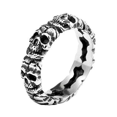 Imagem de ZMY Home Anel de aço inoxidável genuíno para homens fashion punk motociclista caveira anéis, Metal