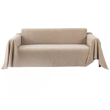 Imagem de Cobertor impermeável para sofá, multiuso, cor sólida, capa para móveis, tecido durável, à prova de poeira e anti-riscos, decoração para sala de estar, cáqui, P (90 x 180 cm)