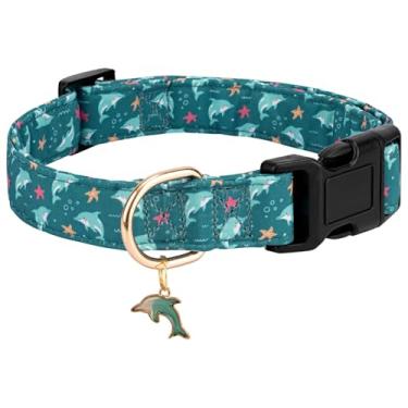 Imagem de Gelwoo Coleiras personalizadas, coleiras ajustáveis para filhotes com fivela de segurança para cães pequenos, médios e grandes, coleira fofa e exclusiva de cereja rosa para cães meninos e meninas