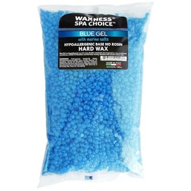 Imagem de Waxness Spa Choice Contas de cera dura de gel sem resina azul com sais marinhos 1 kg
