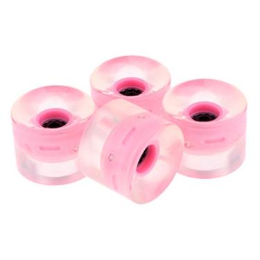 Imagem de B Baosity 4 pçs de flash de rodas 60 mm com núcleo para skate Longboard rosa/azul/verde/branco/vermelho, rosa