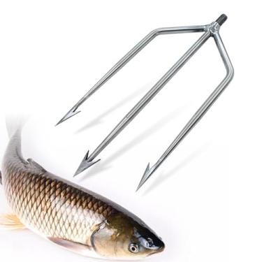 Imagem de Dutiplus Arpão de pesca grande de aço inoxidável com barra de 1 a 11 garras para garfo de pesca com parafuso de 8 mm para pegar toupeira grande sapo-touro (3 dentes grandes (YW))