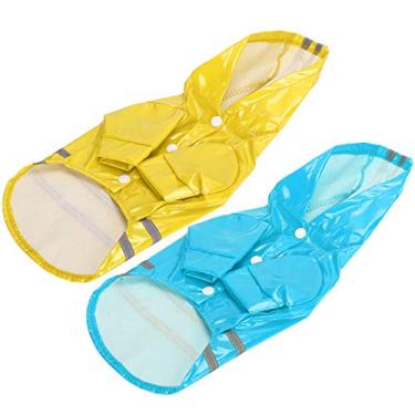 Imagem de Capa de Capa de Cão 2pcs Com Faixa Refletiva para Caminhadas Noturnas S, Roupas Chuva Com Capuz Em Amarelo E E (M)
