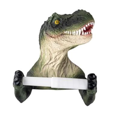 Imagem de YWJLQH Suporte de toalhas de papel em forma de dinossauro, organização de prateleira de decoração de casa, suporte de papel higiênico de lençol real em 3D, Verde