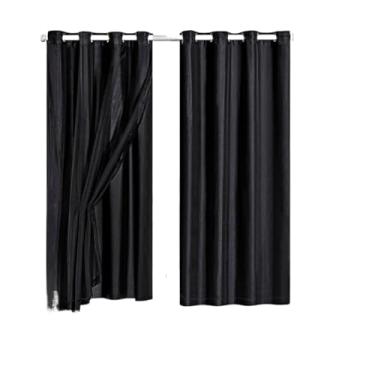 Imagem de Cortina Veda Luz Blackout Blecaute PVC Com Tecido Voil Para Janela e Porta(Preto-280x160)