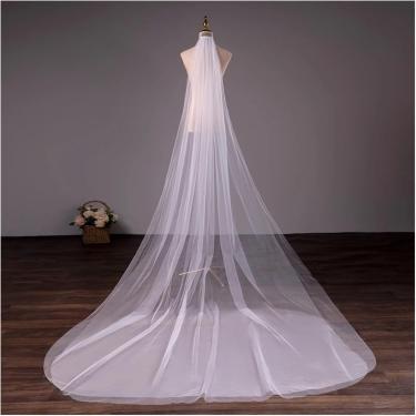 Imagem de Véu De Noiva Duas Camadas Véu De Noiva Véu De Noiva Branco 3 Metros 5 Metros Véu Longo Para Noiva Com Véus De Pente Para Chá De Panela, Casamento, White 2 Layers, 200cm