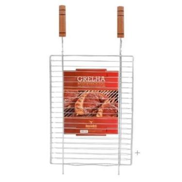 Imagem de Grelha Dupla Churrasco Carnes Aves Peixes Legumes 36X50Cm - Gaúcho Gri