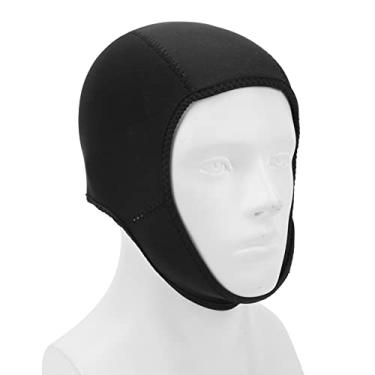 Imagem de Capuz de roupa de mergulho grcfumo, capuz de mergulho de surf térmico, chapéu de mergulho de secagem rápida para esportes aquáticos, nadar de caiaque de snorkeling canoagem (Preto)