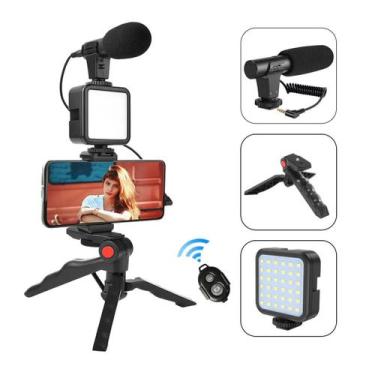 Imagem de Kit Youtuber Vlog Live Tripé Celular Suporte Led e Microfone - BM Stor
