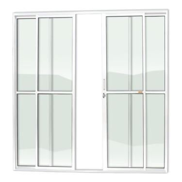 Imagem de Porta De Correr 4 Folhas Super Vidro Liso 210cm X 240cm Brimak Branco