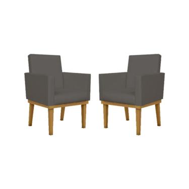 Imagem de Kit 02 Cadeiras Escritório Reforçadas Courino Cor cinza