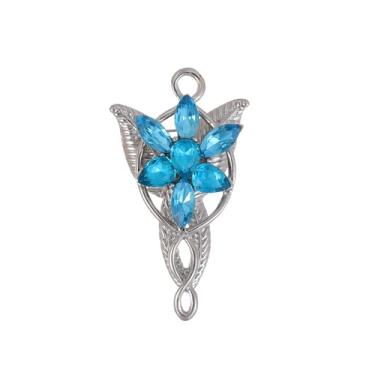 Imagem de Broche de flor de cristal azul floral delicado elegante pinos de liga de zinco para mulheres pingentes presentes jaquetas ternos acessórios de vestido, Medium, Metal, Sem Pedra Preciosa