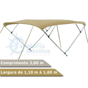 Imagem de Capota Toldo Nautico 4 Arcos 3m Comprimento P/ Lanchas, Barcos de Alum