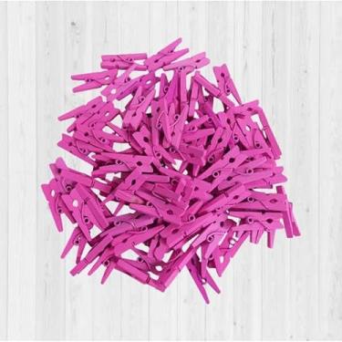 Imagem de Mini pregador Mini prendedor De Madeira 2,5cm pacote Varal De Foto Mural Memory(PINK,100)