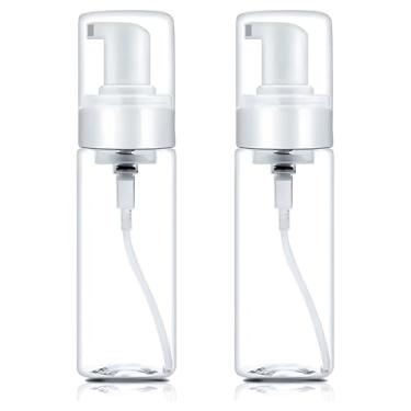 Imagem de Frasco com bomba de espuma, 100 ml, 2 peças, dispensador de espuma de 100 ml, frasco de espuma de viagem vazio, dispensador de espuma transparente para mãos, produtos de higiene pessoal, loção de
