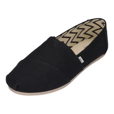 Imagem de TOMS Mocassim feminino clássico Alpargata-Wide, Preto/branco, 7.5 Wide