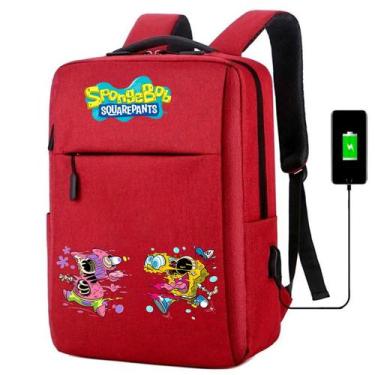 Imagem de Mochila Bolsa MediInfantil com USB Estampa Esponja Divertida Amarela p