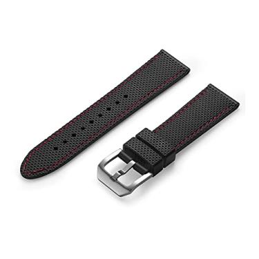 Imagem de Crafter Blue UX05 Pulseira de borracha de substituição para todos os relógios de 22 mm de largura, preta com fio vermelho