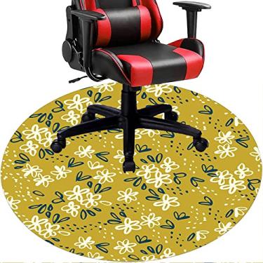 Imagem de Tapete de cadeira de escritório com flores, textura de flor, tapete de cadeira de mesa para piso de madeira de escritório em casa, protetor de piso de pilha baixa, redondo 119 cm