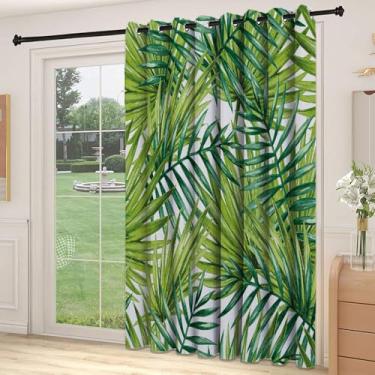 Imagem de Divisória de parede para sala de plantas, folhas de palmeira tropical aquarela ilustração colorida sentimentos naturais, para quarto, jardim de infância, sala de estar, L 250 x C 272 cm, verde