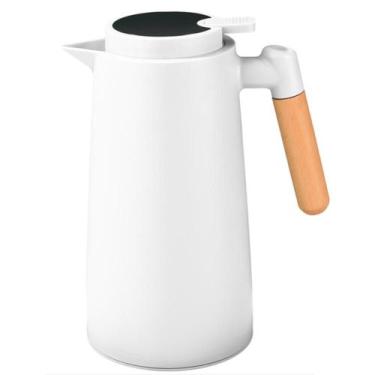 Imagem de Garrafa Térmica Wooden Handle Branca 1 Litro - Dolce Home