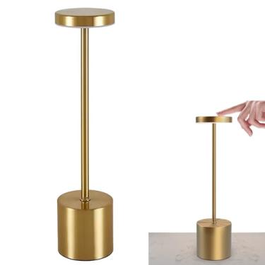Imagem de Luminaria Sem Fio,Abajur de Mesa Sem Fioe,Lâmpada de Mesa Sem Fio Recarregável, Lâmpada de Mesa de LED Portátil Alimentada Por Bateria de 1200mAh, para Sala de Jantar, Quarto, Pátio (Ouro)