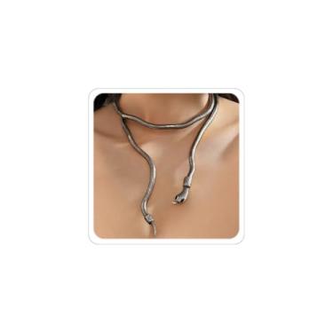 Imagem de Medusa fantasia feminina ouro prata preto colar de cobra ajustável punk pulseira gargantilha cobra pulseiras de Halloween bruxa acessórios joias, Metal, Sem Pedra Preciosa