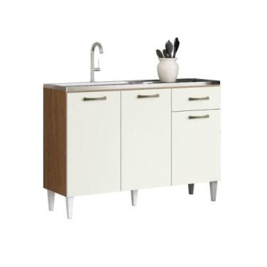 Imagem de Balcão Aramoveis Atenas 3 Portas 1 Gaveta Sem Tampo Atacama Com Off Wh