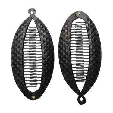 Imagem de 4 Presilha De Cabelo Preta Estilo Banana detalhe alto relevo - Genéric
