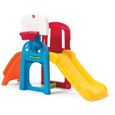 Imagem de Playset Infantil Para Ambientes Internos e Externos, Com Escorregador, Parede de Escalada, Cesta de Basquete e Jungle Gym - Para Crianças