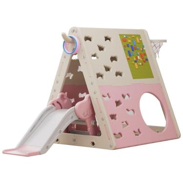 Imagem de UNICOO Conjunto de Pirâmide de Escalada Multifuncional 7 em 1 para Crianças com Escorregador - Diversão Infinita em Casa!