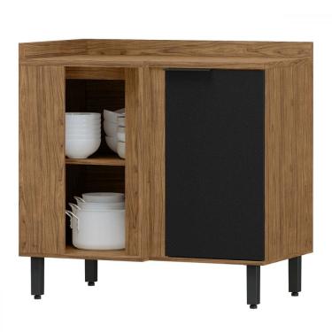 Imagem de Balcão de Cozinha Cloe 100% Mdf 1 Porta Freijó/Nero - Pnr Móveis