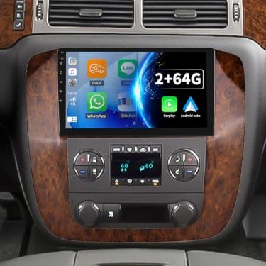 Imagem de [2+64G] Android 13 estéreo automotivo para GMC Yukon Chevrolet Chevy Silverado Tahoe Suburban 2007-2012 com carro sem fio e Android Auto, rádio de carro de 9 polegadas com Bluetooth FM/RDS WiFi GPS