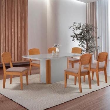 Imagem de Mesa de Jantar Isadora 180cm Tampo MDF Vidro com 6 Cadeiras Copper - M