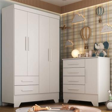 Imagem de Quarto Infantil Completo Soninho 5 Portas 6 Gavetas Branco - Panorama Móveis