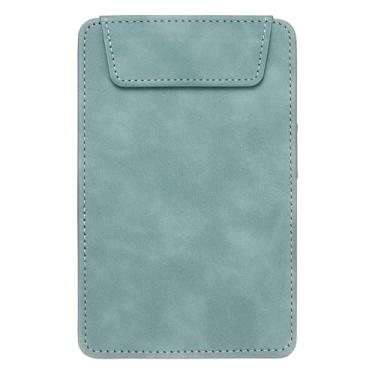 Imagem de PATIKIL Prancheta de couro PU A5, 10 x 15 cm, pasta magnética para negócios, com suporte para caneta, organizador de pasta de escritório, quadro de escrita, ciano