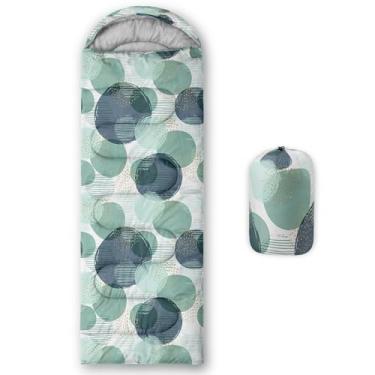Imagem de Smell Sunshine Saco de dormir infantil para meninos e meninas, estampa verde redonda, leve, quente, portátil, uso interno, impermeável, resistente ao clima frio, saco de dormir para acampamento e