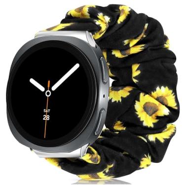 Imagem de Compatível com pulseira para Galaxy Watch 8, Lamshaw Fabric Elastic Scrunchie, lindas pulseiras de substituição compatíveis com Galaxy Watch 8 de 40 mm, 44 mm, 46 mm clássico, smartwatch LTE ultra 47