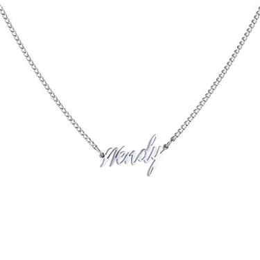 Imagem de WIGERLON Colar com nome personalizado pingente banhado a ouro branco 18 k para mulheres e meninas Prata