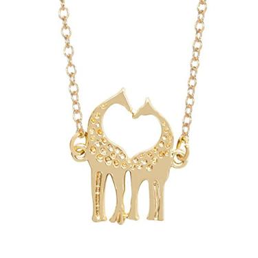 Imagem de BlingNuts Colar de girafa, pingente de girafa, aço inoxidável, família, coração, presente para mulheres, mãe e filha, F, Aço inoxidável, Sem Pedra Preciosa