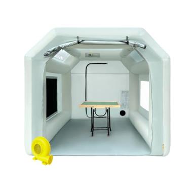 Imagem de Sewinfla Barraca inflável portátil para cabine de pintura 33 x 20 x 2 m com um soprador, cabine inflável de tinta spray de 550 W com sistema de filtro de ar, cabine de pintura de sopro